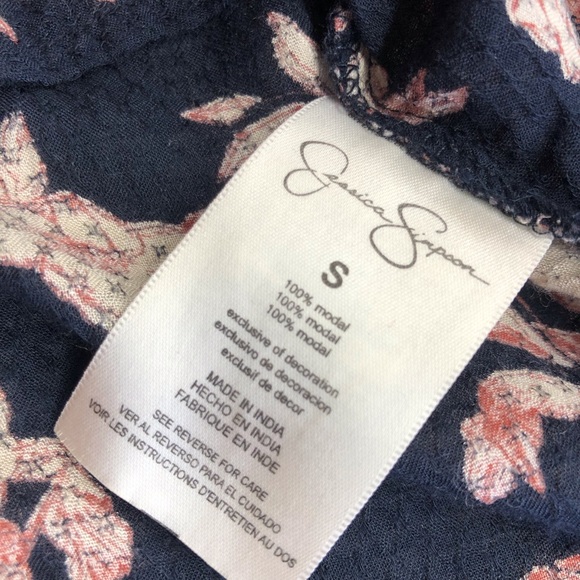 Jessica Simpson Navy Floral Popover Top - Picture 13 of 16